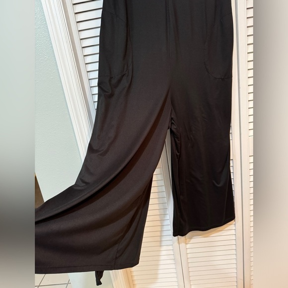 Cuddl Duds Tall Flexwear V-Neck Wide Leg Jumpsuit Size Large TALL Black A373508 - Picture 3 of 11